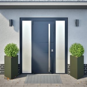 vidaXL vidaXL Donice ogrodowe, 2 szt., oliwkowe, trójkątne, 50x43x75 cm 3