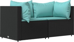 vidaXL vidaXL Narożne moduły sofy z poduszkami, 2 szt., czarne, polirattan 2