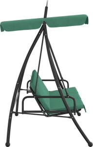 vidaXL vidaXL Huśtawka ogrodowa z daszkiem, zielona, 198 cm, tkanina i stal 4
