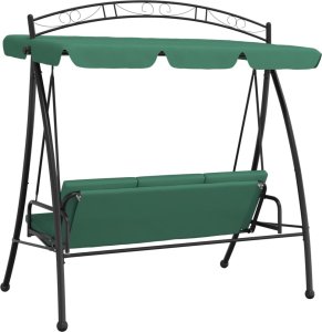 vidaXL vidaXL Huśtawka ogrodowa z daszkiem, zielona, 198 cm, tkanina i stal 5