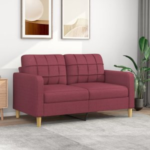 vidaXL vidaXL Sofa 2-osobowa, winna czerwień, 140 cm, tapicerowana tkaniną 1