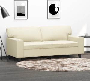 vidaXL vidaXL 2-osobowa sofa, kremowy, 140 cm, sztuczna skóra 1