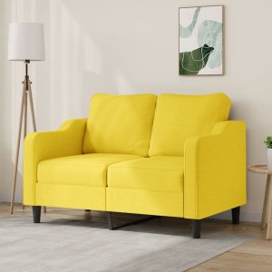 vidaXL vidaXL Sofa 2-osobowa, jasnożółta, 120 cm, tapicerowana tkaniną 1