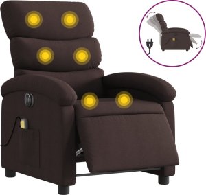 vidaXL vidaXL Rozkładany fotel masujący, elektryczny, ciemny brąz, tkanina 2
