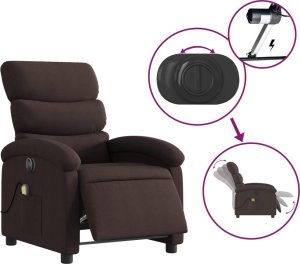 vidaXL vidaXL Rozkładany fotel masujący, elektryczny, ciemny brąz, tkanina 6