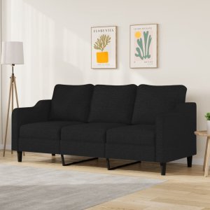 vidaXL vidaXL Sofa 3-osobowa, czarna, 180 cm, tapicerowana tkaniną 1