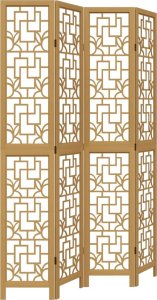 vidaXL Parawan pokojowy, 4-panelowy, brązowy, lite drewno paulowni 2