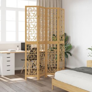 vidaXL Parawan pokojowy, 4-panelowy, brązowy, lite drewno paulowni 3