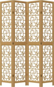 vidaXL Parawan pokojowy, 4-panelowy, brązowy, lite drewno paulowni 4