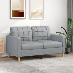 vidaXL Sofa 2-osobowa, jasnoszara, 140 cm, tapicerowana tkaniną 1