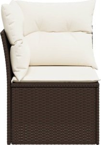 vidaXL Narożny moduł sofy z poduszkami, brązowy, polirattan 5