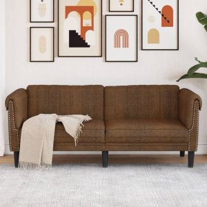 vidaXL vidaXL Sofa 2-os., brązowa, sztuczna skóra zamszowa 1