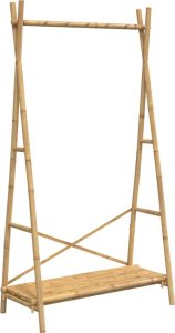 vidaXL Wieszak na ubrania, z półką, 102x50x190 cm, bambusowy 2