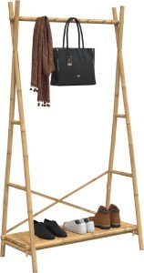vidaXL Wieszak na ubrania, z półką, 102x50x190 cm, bambusowy 4