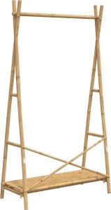 vidaXL Wieszak na ubrania, z półką, 102x50x190 cm, bambusowy 7