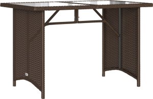 vidaXL Stół ogrodowy ze szklanym blatem, brąz, 110x68x70, polirattan 2