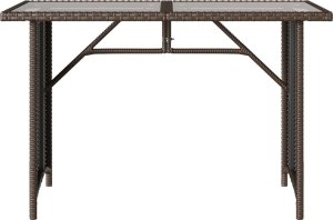 vidaXL Stół ogrodowy ze szklanym blatem, brąz, 110x68x70, polirattan 4