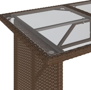 vidaXL Stół ogrodowy ze szklanym blatem, brąz, 110x68x70, polirattan 8
