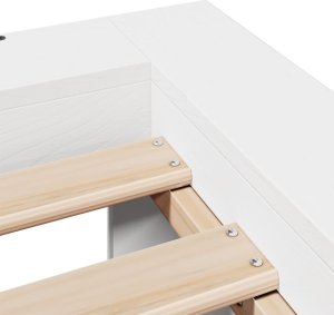 vidaXL Rama łóżka bez materaca, biała, 75x190 cm, lite drewno sosnowe 6
