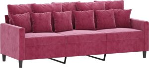 vidaXL Sofa 3-osobowa, winna czerwień, 180 cm, obita aksamitem 2