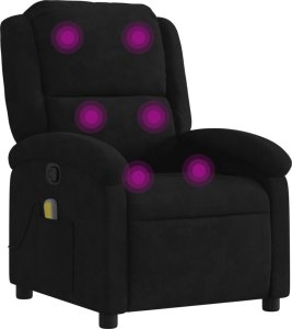 vidaXL Rozkładany fotel masujący, czarny, obity aksamitem 2