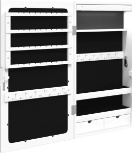 vidaXL Szafka ścienna na biżuterię, z lustrem i LED, biała 6