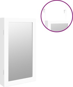 vidaXL Szafka ścienna na biżuterię, z lustrem i LED, biała 7