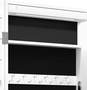 vidaXL Szafka ścienna na biżuterię, z lustrem i LED, biała 9