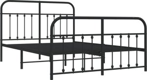vidaXL Metalowa rama łóżka z wezgłowiem i zanóżkiem, czarna, 140x200cm 3