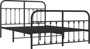 vidaXL Metalowa rama łóżka z wezgłowiem i zanóżkiem, czarna, 140x200cm 5