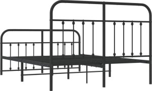 vidaXL Metalowa rama łóżka z wezgłowiem i zanóżkiem, czarna, 140x200cm 8