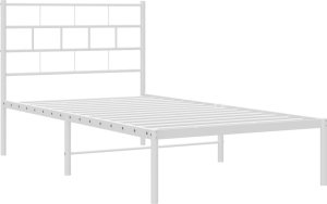 vidaXL Metalowe łóżko z wezgłowiem, bez materaca, białe, 75x190 cm 4