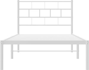vidaXL Metalowe łóżko z wezgłowiem, bez materaca, białe, 75x190 cm 5