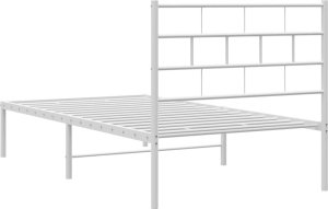 vidaXL Metalowe łóżko z wezgłowiem, bez materaca, białe, 75x190 cm 7