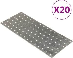 vidaXL Płytki perforowane, 20 szt., 2 mm, 300x120 mm, stal ocynkowana 1