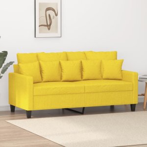 vidaXL Sofa 2-osobowa, jasnożółta, 140 cm, tapicerowana tkaniną 1