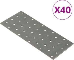 vidaXL Płytki perforowane, 40 szt., 2 mm, 200x80 mm, stal ocynkowana 1