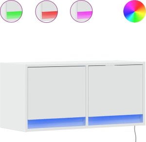Listwa zasilająca vidaXL Ścienna szafka TV z LED, biała, 80x31x35 cm 2