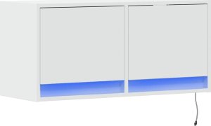 Listwa zasilająca vidaXL Ścienna szafka TV z LED, biała, 80x31x35 cm 3