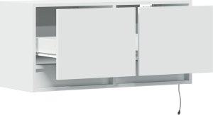 Listwa zasilająca vidaXL Ścienna szafka TV z LED, biała, 80x31x35 cm 9