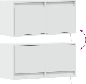 Listwa zasilająca vidaXL Ścienna szafka TV z LED, biała, 80x31x35 cm 10