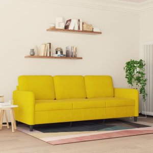 vidaXL Sofa 3-osobowa, żółty, 180 cm, tapicerowana aksamitem 3