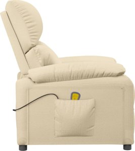 vidaXL Fotel masujący, kremowy, obity tkaniną 5