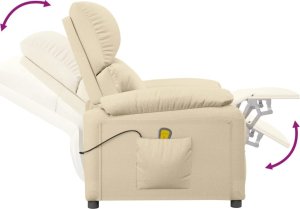 vidaXL Fotel masujący, kremowy, obity tkaniną 7