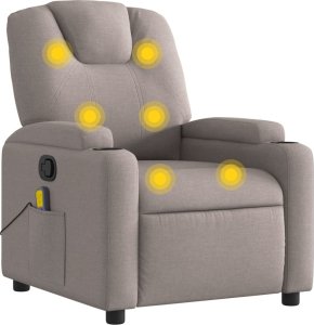 vidaXL Rozkładany fotel masujący, taupe, obity tkaniną 2