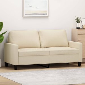 vidaXL 2-osobowa sofa, kremowa, 140 cm, tapicerowana tkaniną 1