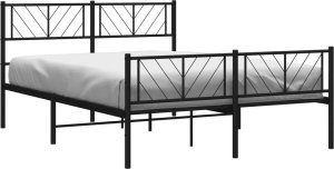 vidaXL Metalowa rama łóżka z wezgłowiem i zanóżkiem, czarna, 120x190cm 3
