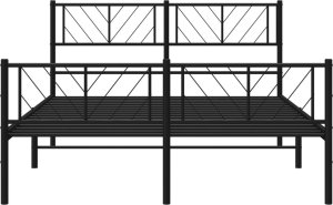 vidaXL Metalowa rama łóżka z wezgłowiem i zanóżkiem, czarna, 120x190cm 5