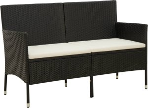 vidaXL 3-osobowa sofa ogrodowa z poduszkami, czarna, polirattan 1