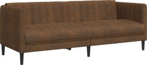 vidaXL Sofa 3-os., brązowa, sztuczna skóra zamszowa 2